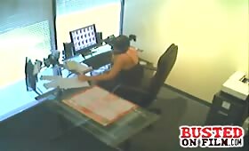 This kinky brunette loves masturbating in the office